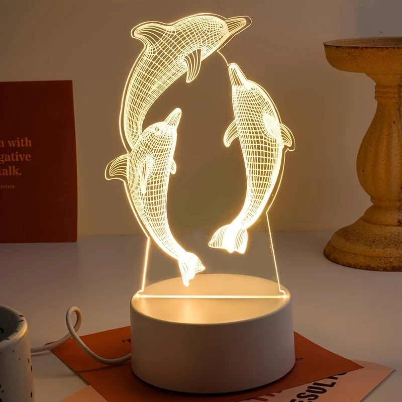 GeoDolfijn - Candeeiro de Mesa com Ilusão 3D Moderna