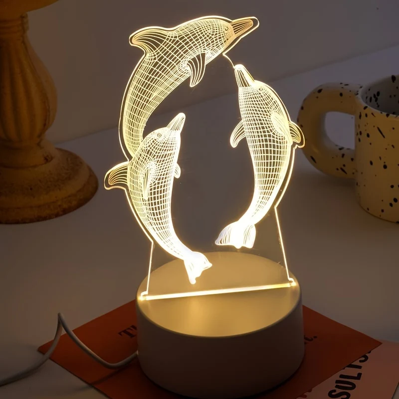 GeoDolfijn - Candeeiro de Mesa com Ilusão 3D Moderna