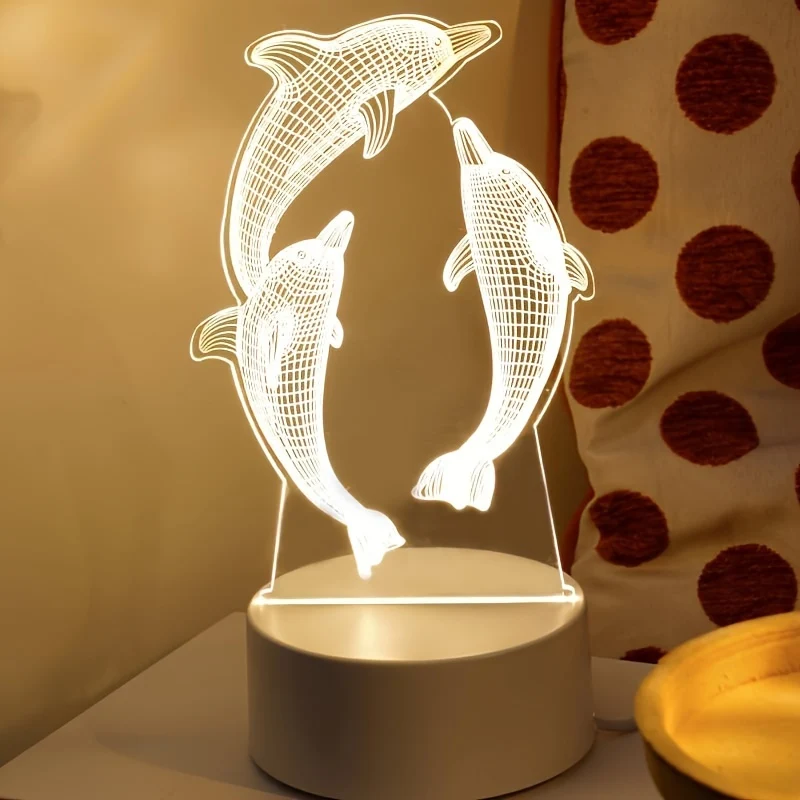 GeoDolfijn - Candeeiro de Mesa com Ilusão 3D Moderna