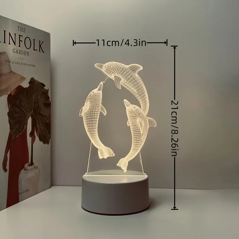 GeoDolfijn - Candeeiro de Mesa com Ilusão 3D Moderna