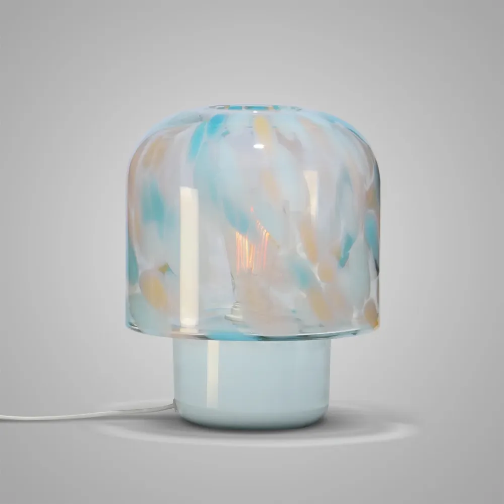 Candeeiro de mesa NIU com Grãos de Vidro Azuis GLASSCOR | Hand·Blown glass Store