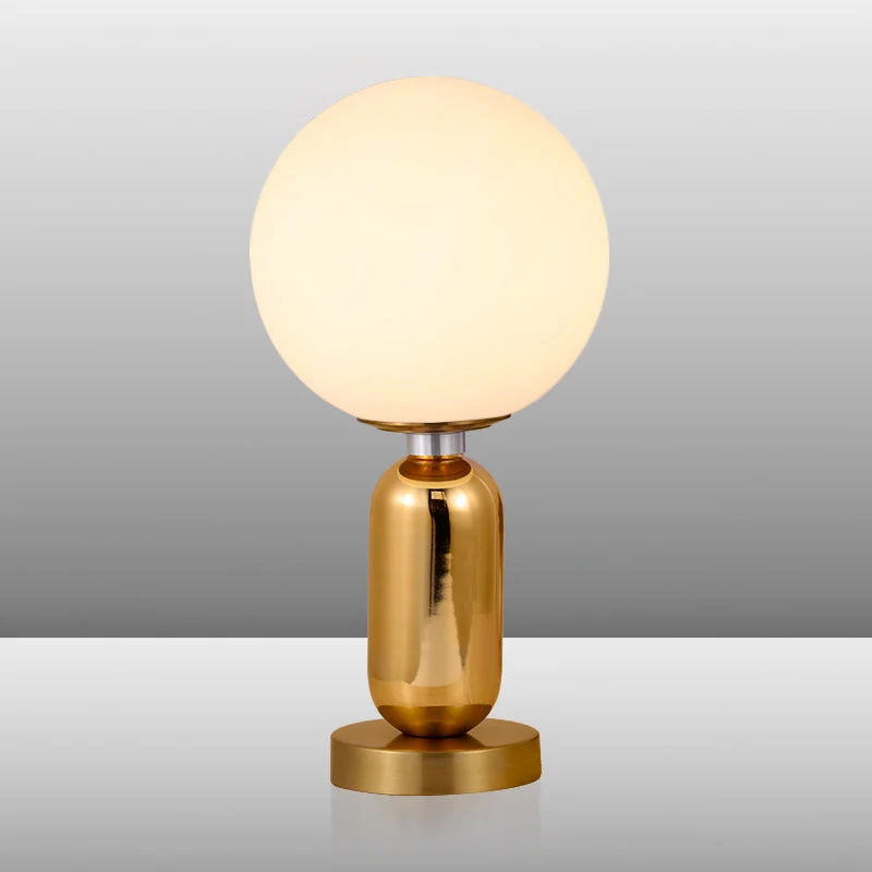 GloBelle - Lâmpada moderna em forma de globo de vidro com base metálica dourada