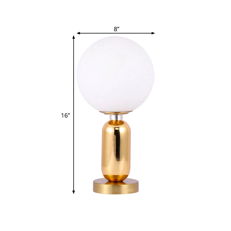 GloBelle - Lâmpada moderna em forma de globo de vidro com base metálica dourada