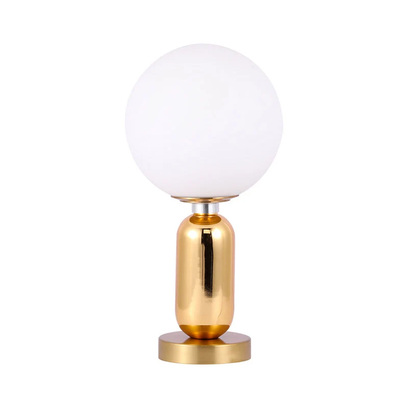 GloBelle - Lâmpada moderna em forma de globo de vidro com base metálica dourada