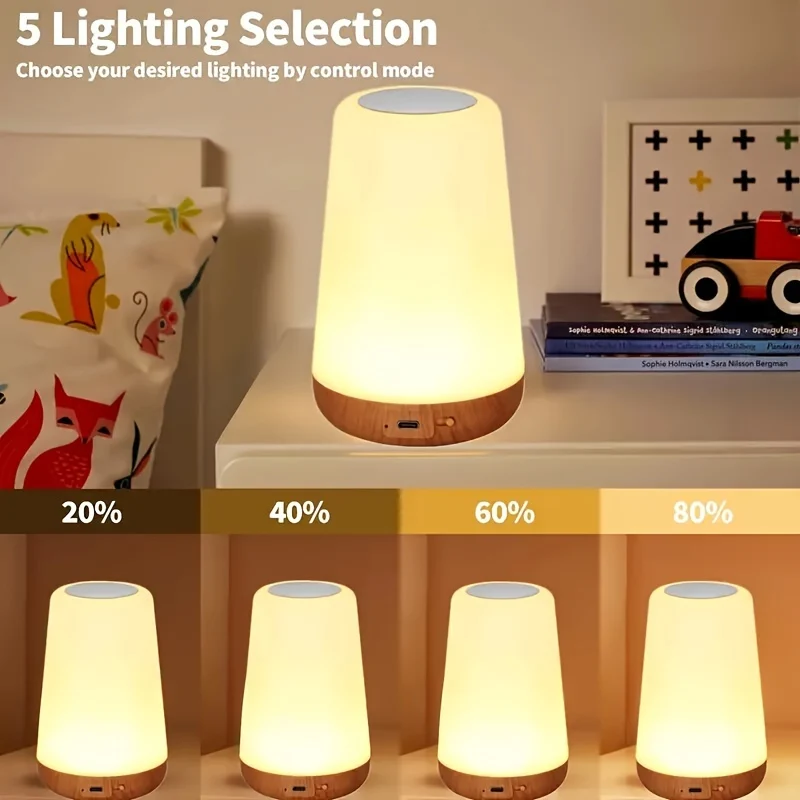 GlowLite - Candeeiro de noite portátil com controlo tátil e 13 cores RGB