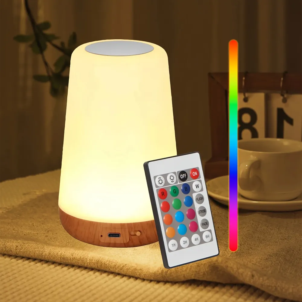 GlowLite - Candeeiro de noite portátil com controlo tátil e 13 cores RGB