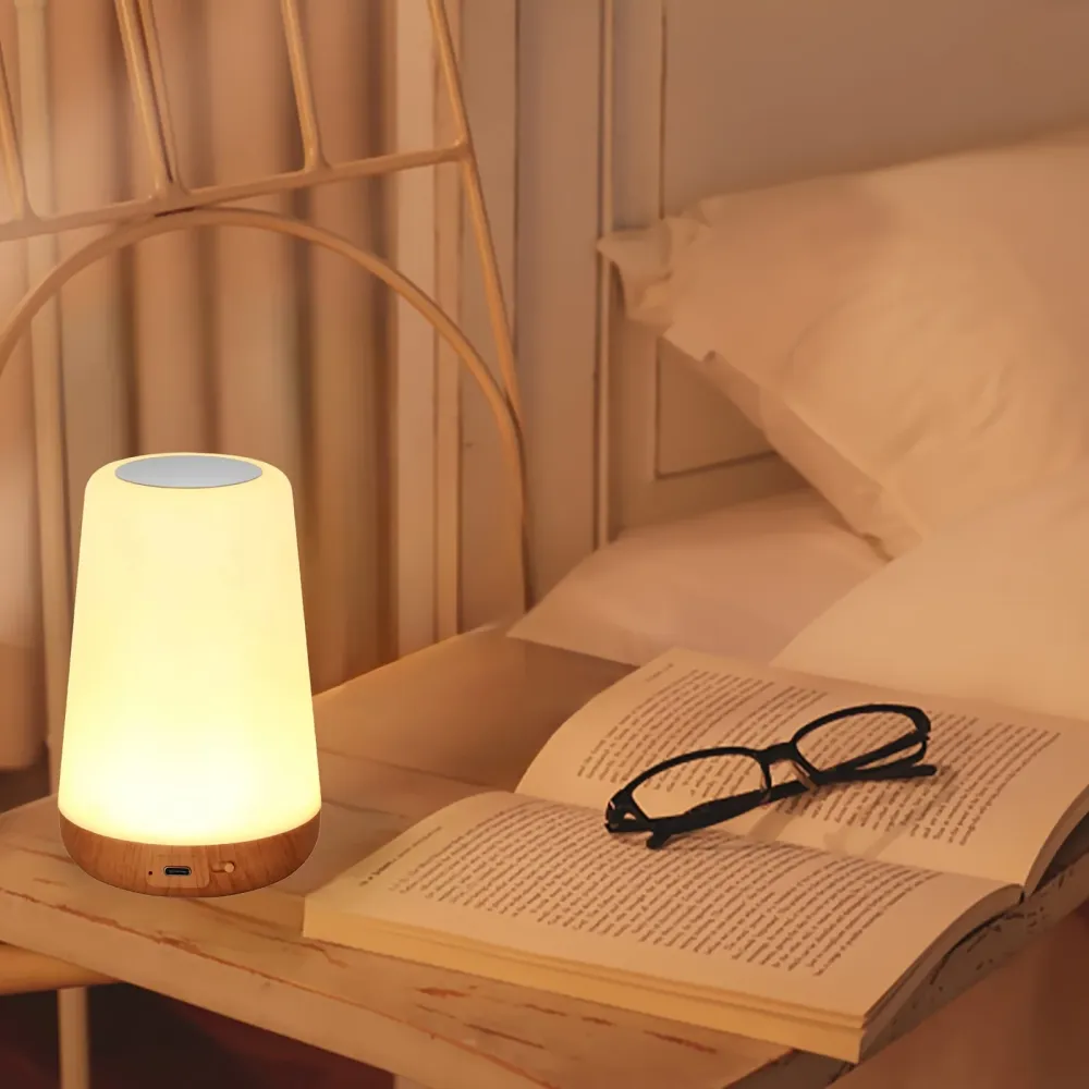 GlowLite - Candeeiro de noite portátil com controlo tátil e 13 cores RGB