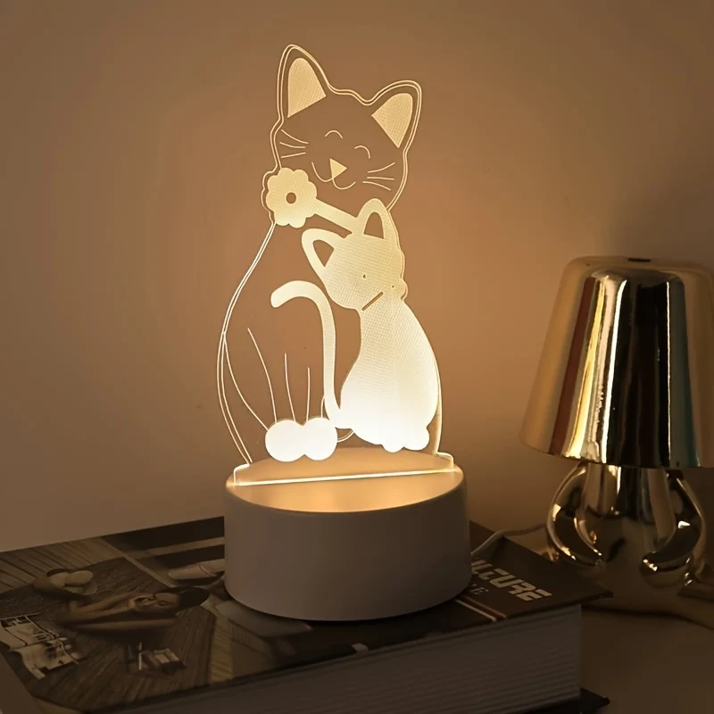 GlowPair - Par de Gatos Art Déco com Dimmer Candeeiro de Mesa Noturno