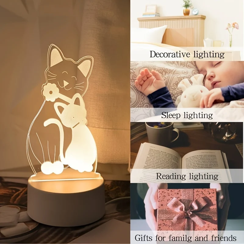 GlowPair - Par de Gatos Art Déco com Dimmer Candeeiro de Mesa Noturno