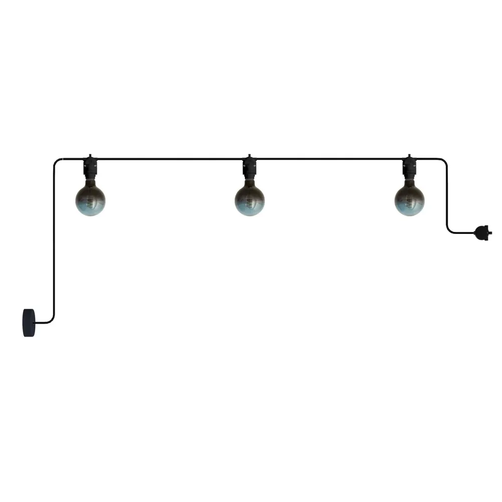 Grinalda de luz Modulair de exterior IP65 com 3 luzes e base de teto - Preto