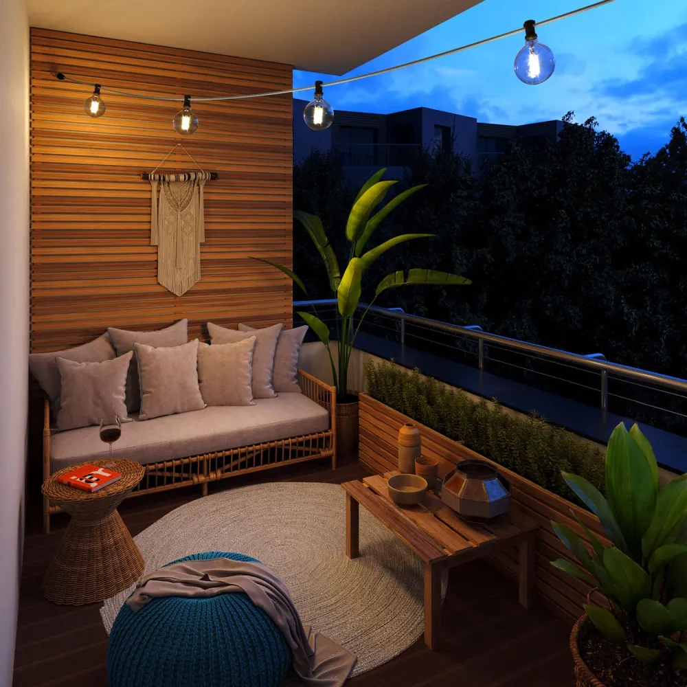 Grinalda de luz Sistema Lumet de 7,5 m com cabo têxtil CZ04, 5 casquilhos, gancho e ficha pretos