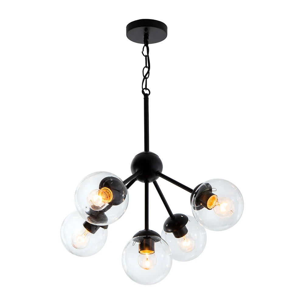 Lámpara Colgante Ike Lite Negro 5 Luces 60W E27 Grupo Lumimexico