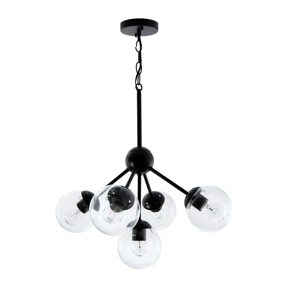 Lámpara Colgante Ike Lite Negro 5 Luces 60W E27 Grupo Lumimexico