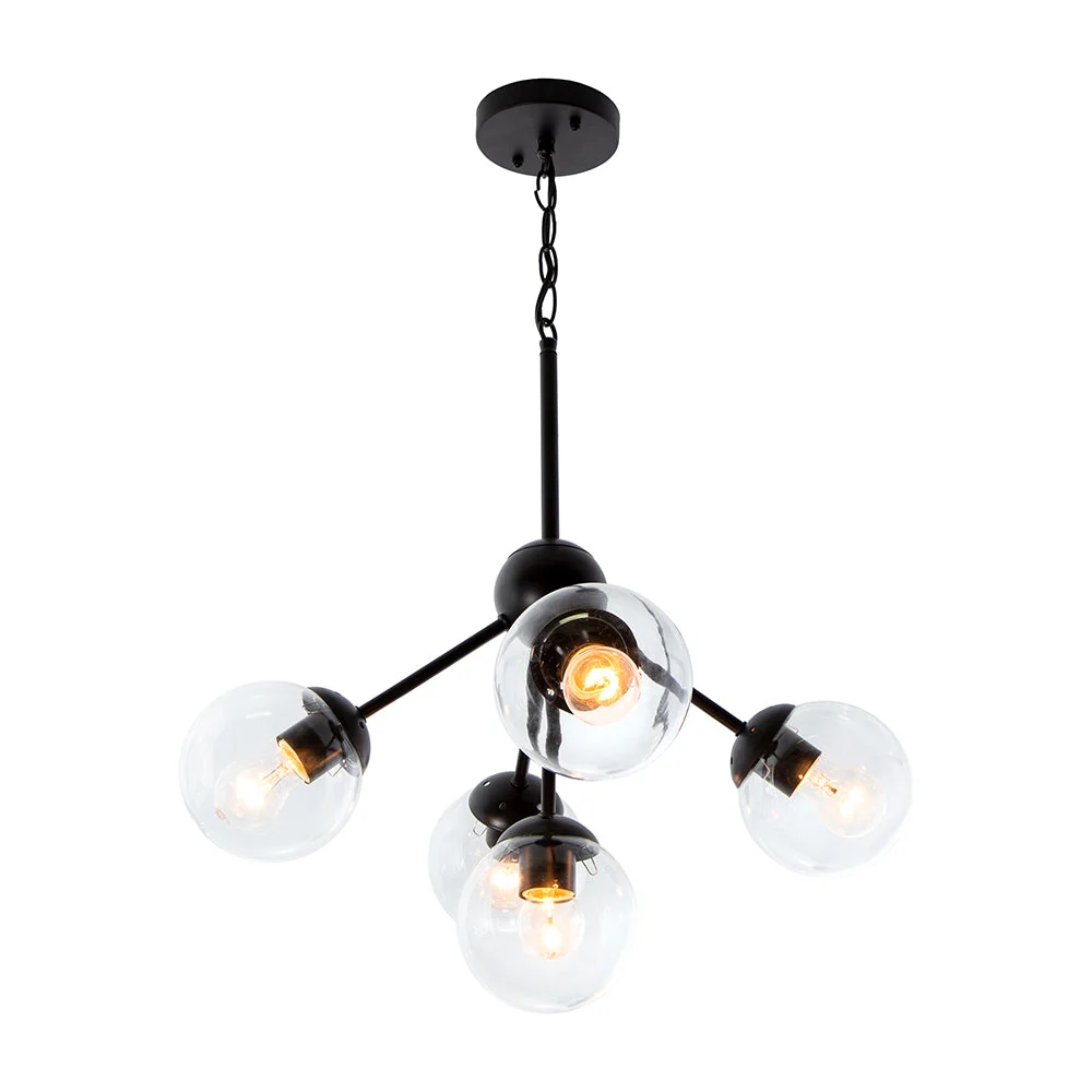 Lámpara Colgante Ike Lite Negro 5 Luces 60W E27 Grupo Lumimexico
