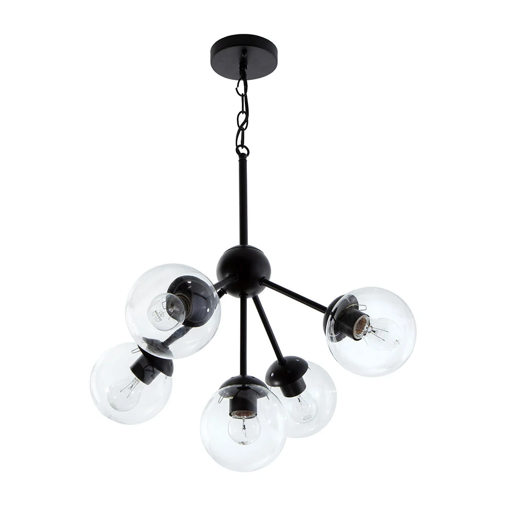 Lámpara Colgante Ike Lite Negro 5 Luces 60W E27 Grupo Lumimexico