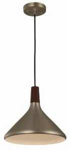 Lámpara Colgante Techo Vintage Níquel Madera E27 40w 1 Luz Grupo Lumimexico