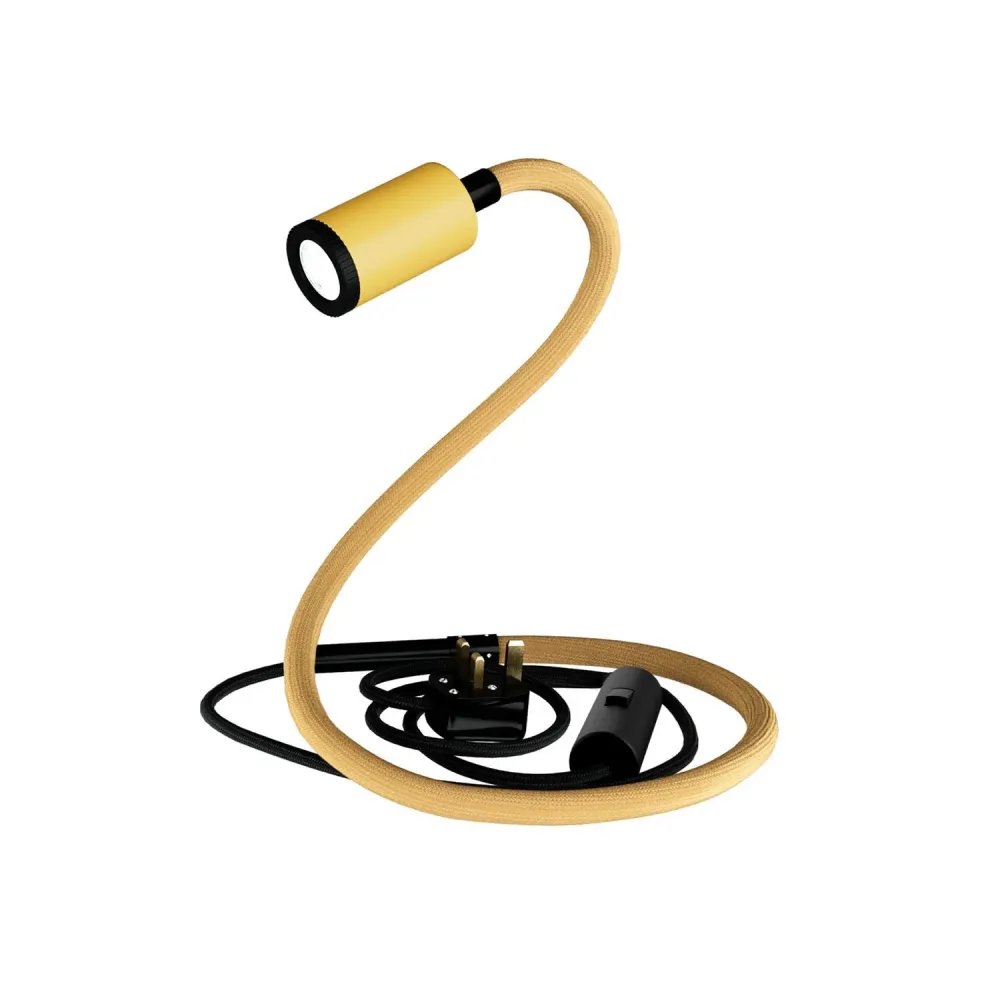 GU1d-one Pastel Candeeiro articulado sem base com mini foco LED e ficha UK - Mostarda