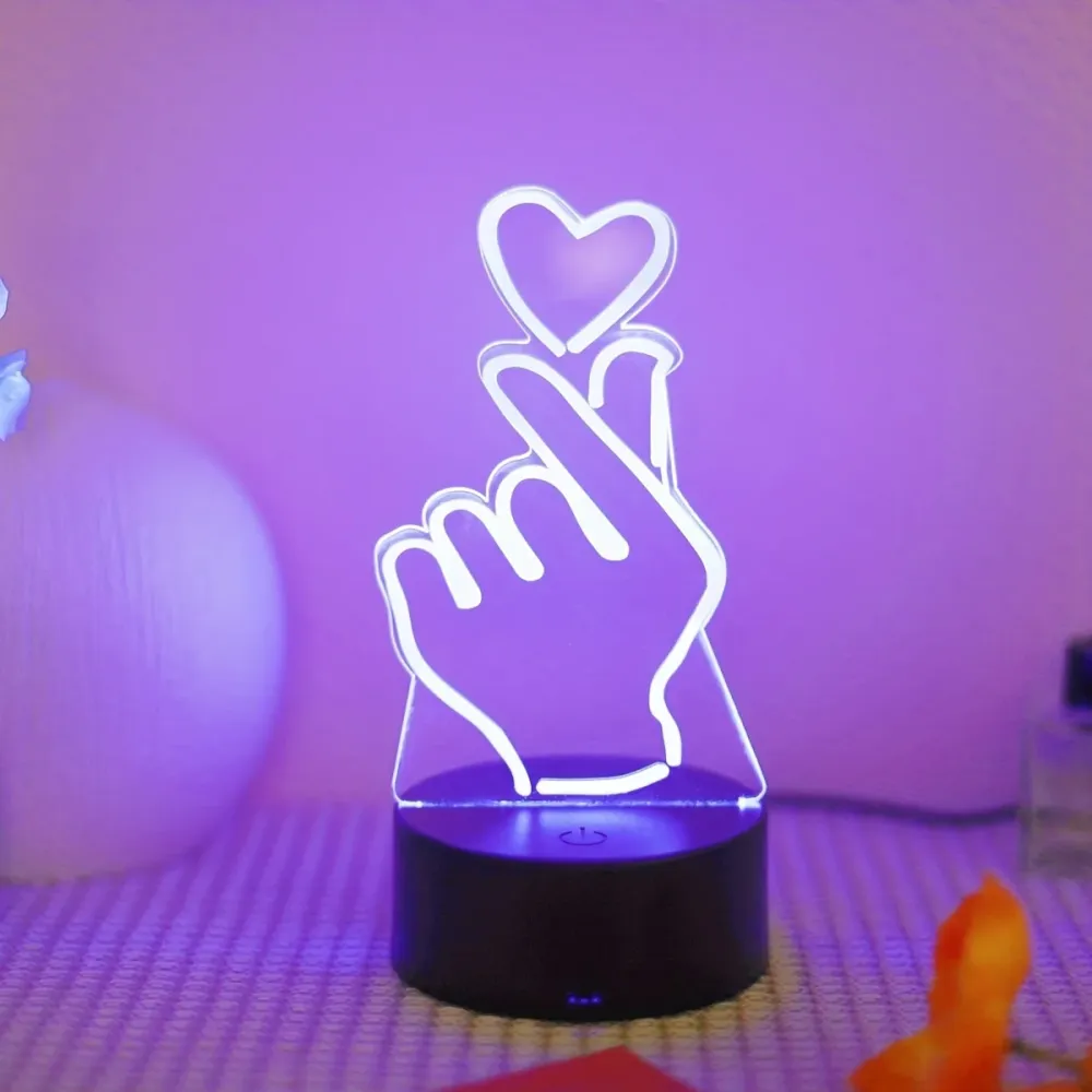 IllumiHeart - Candeeiro Noturno LED de 7 cores com Controlo Tátil