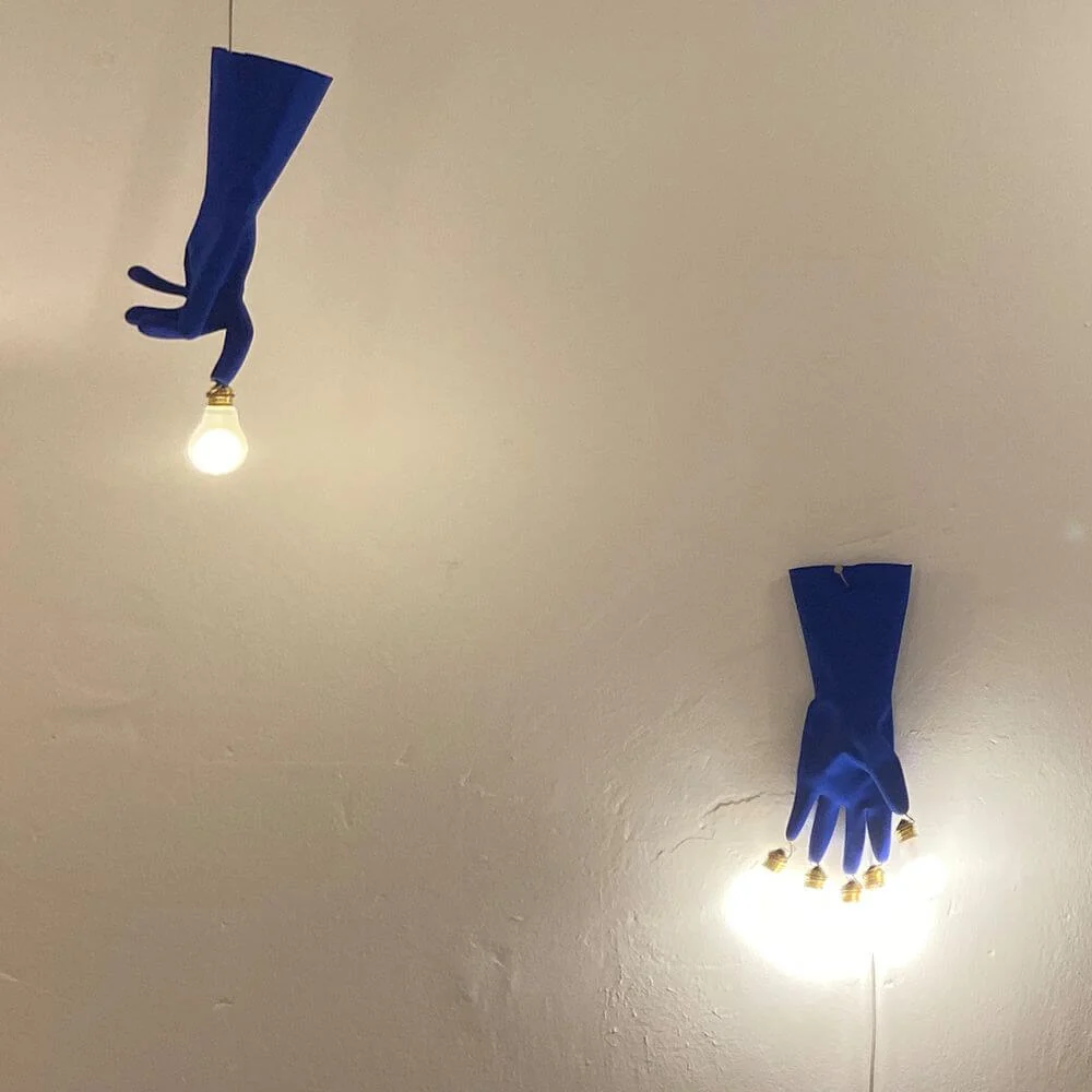 Ingo Maurer Led Wall Lamp Luzzy na parede de borracha Blue Blue