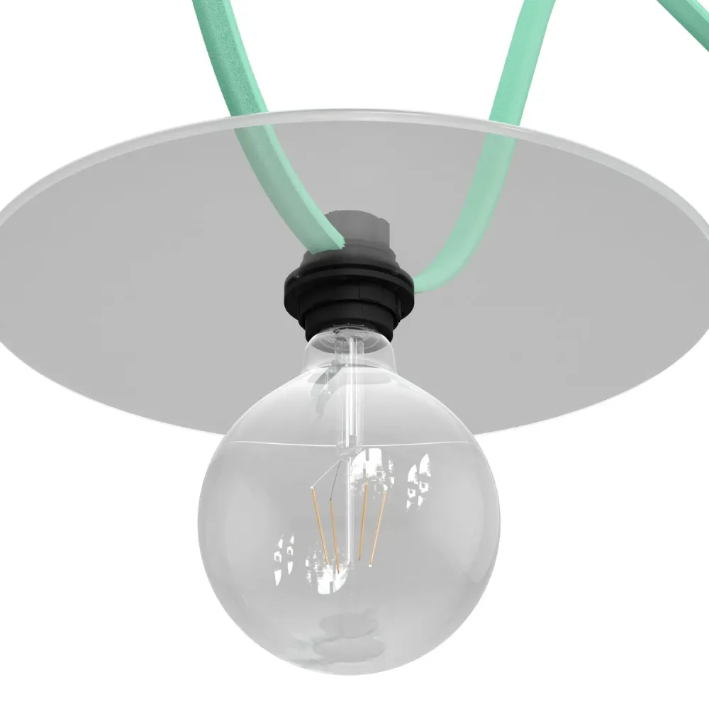 Kit Casquilho com dupla anilha para abajur E27 e Sistema Grinalda de luz Lumet em termoplástico preto