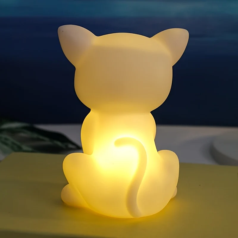 KittyGlow - Candeeiro de Mesa com Luz LED e Alimentação Pilhas, com Gatinhos Adoráveis