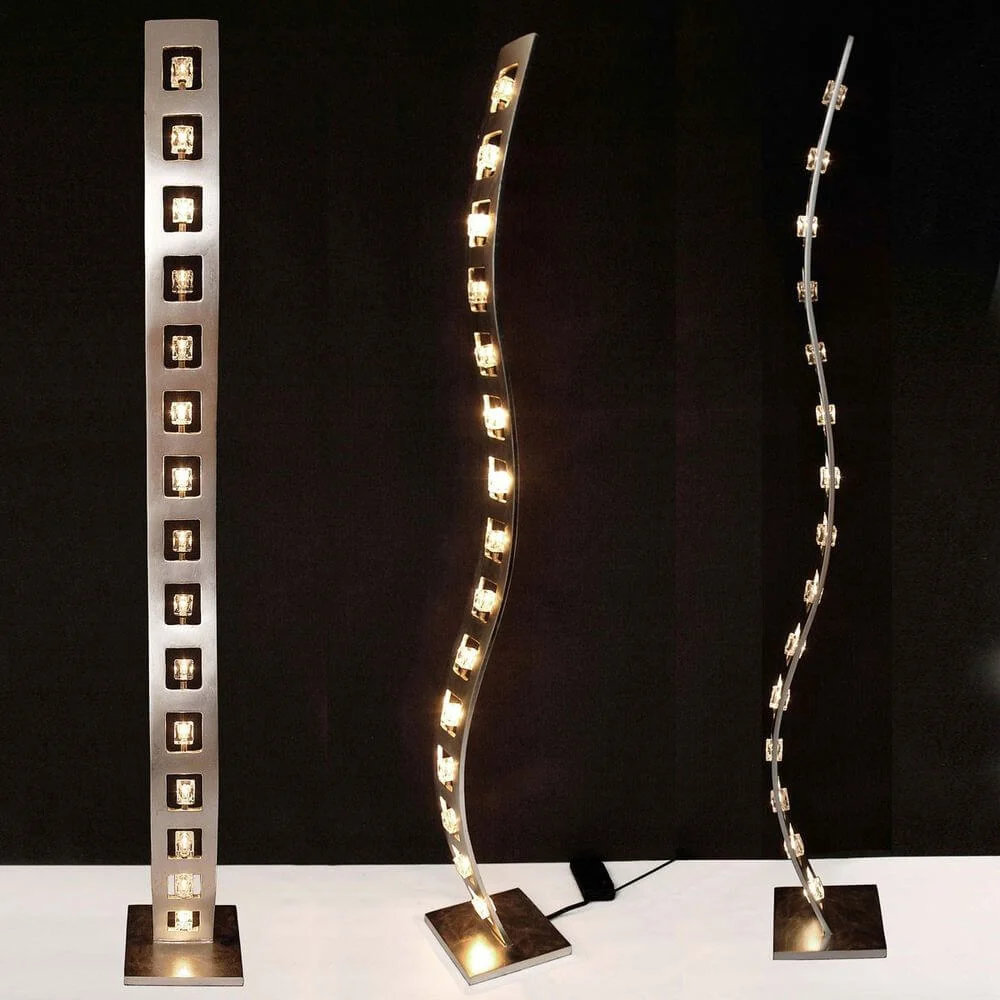 Lâmpada em pé de 15 chama Cubo Cubo Iron-Glass Silver