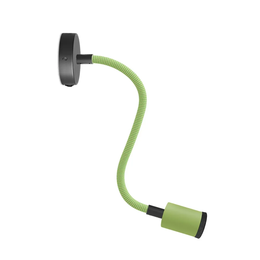 Lâmpada Fermaluce Flex 30 Pastel com mini base de teto com interruptor e mini foco GU1d0 - Verde relva