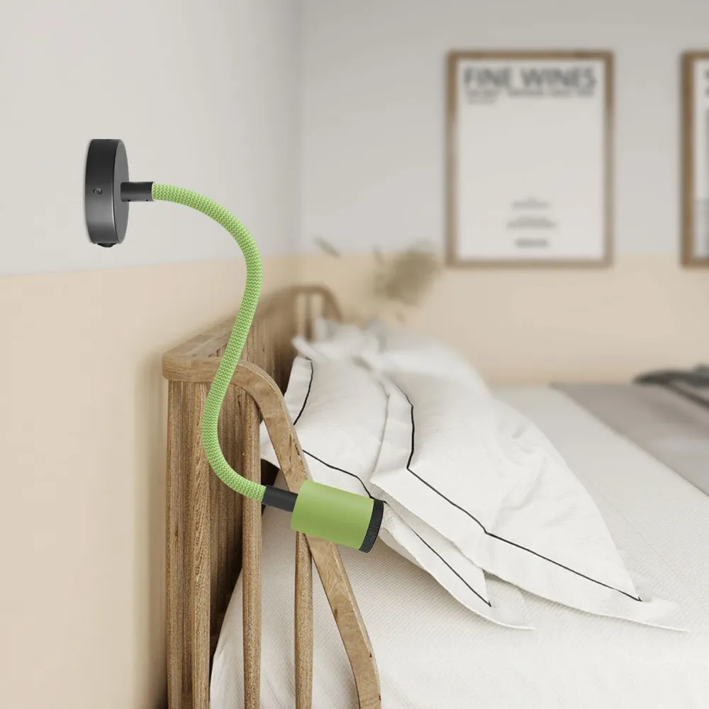 Lâmpada Fermaluce Flex 30 Pastel com mini base de teto com interruptor e mini foco GU1d0 - Verde relva