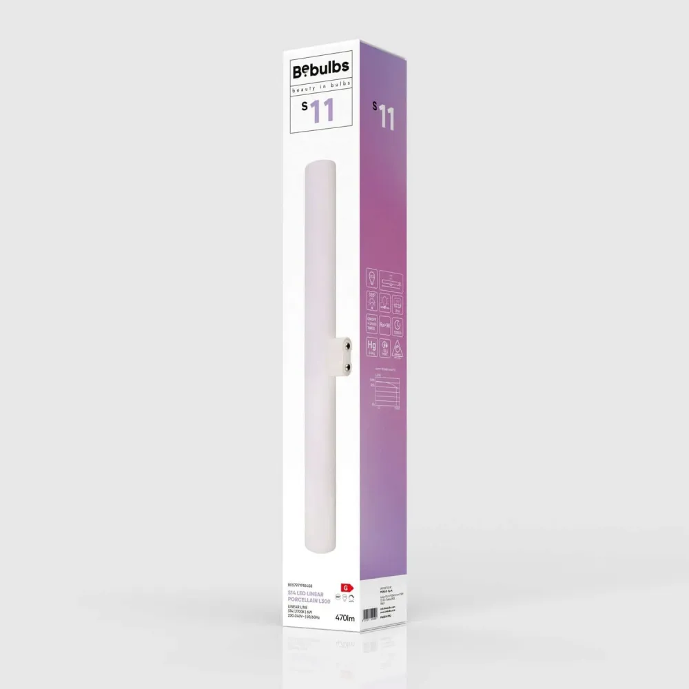 Lâmpada LED com Efeito Porcelana CRI 90 Linear S14d - comprimento 300 mm 6W 470Lm 2700K Regulável - S11