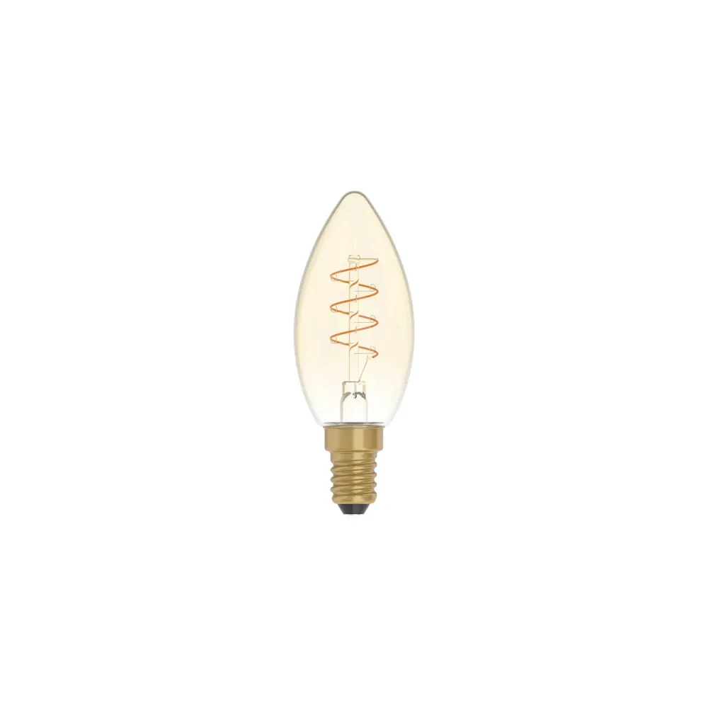 Lâmpada LED Dourada Carbon Line filamento em espiral Vela C35 2,5W 136Lm E14 1800K Regulável - C01