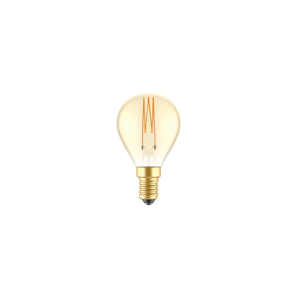 Lâmpada LED Dourada Carbon Line filamento vertical Mini globo G45 3,4W 300Lm E14 2700K Regulável - C52