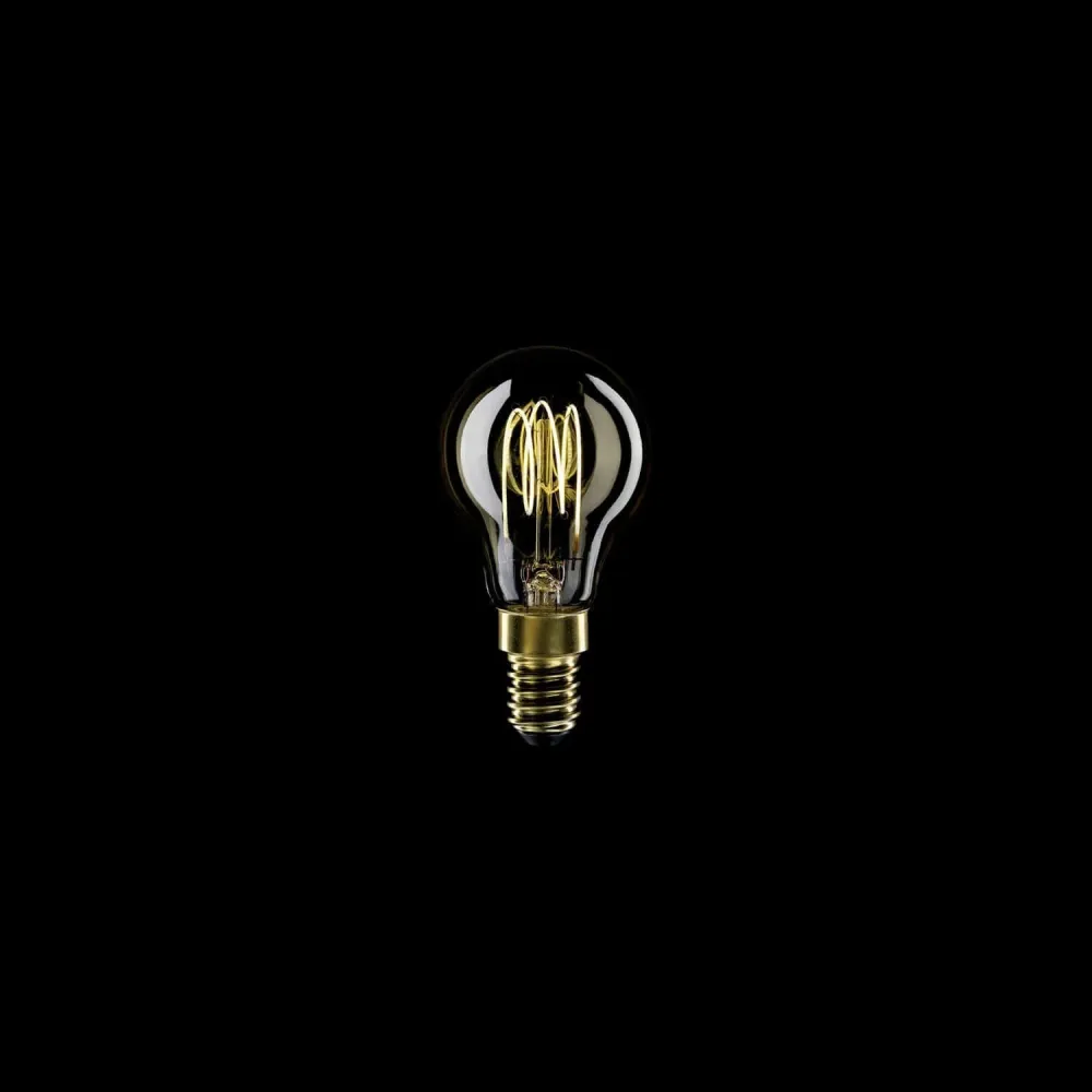 Lâmpada LED Dourada Carbon Line filamento vertical Mini globo G45 3,4W 300Lm E14 2700K Regulável - C52
