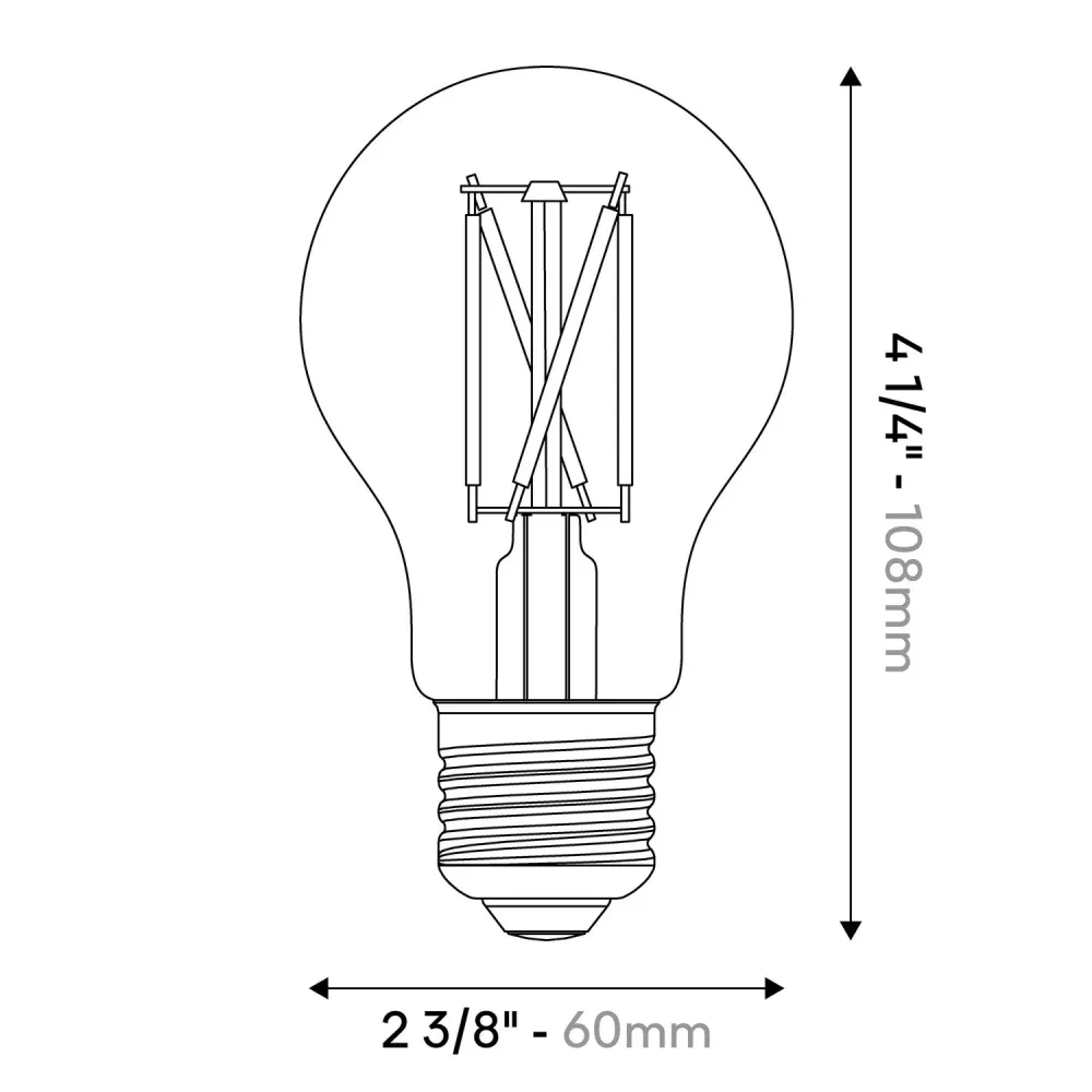 Lâmpada LED efeito porcelana CRI 95 A19 8,8W 600 lm E26 120V 2700K dimerizável - P06