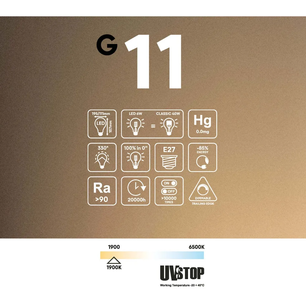 Lâmpada LED Smoky Ghost Line Recessed Cone 6W 400Lm E27 1900K Regulável - G11