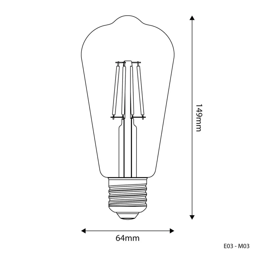 Lâmpada LED Transparente Edison ST64 4W 470Lm E27 2700K - E03