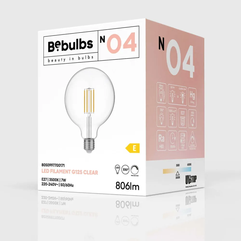 Lâmpada LED Transparente Globo G125 7W 806Lm E27 3500K Regulável - N04