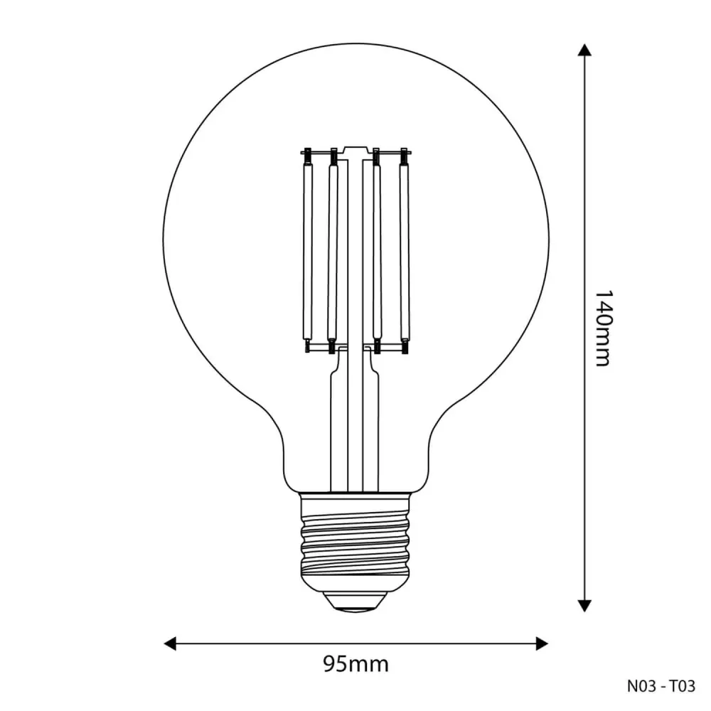 Lâmpada LED Transparente Globo G95 7W 806Lm E27 3500K Regulável - N03