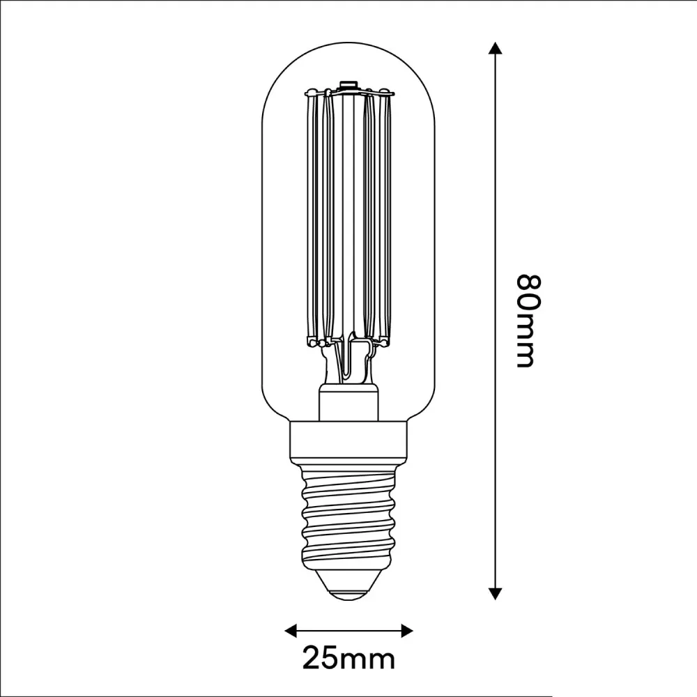 Lâmpada LED Transparente Linea 5V Tubular T25 1,8W 160Lm E14 2500K Dimerizável - B07