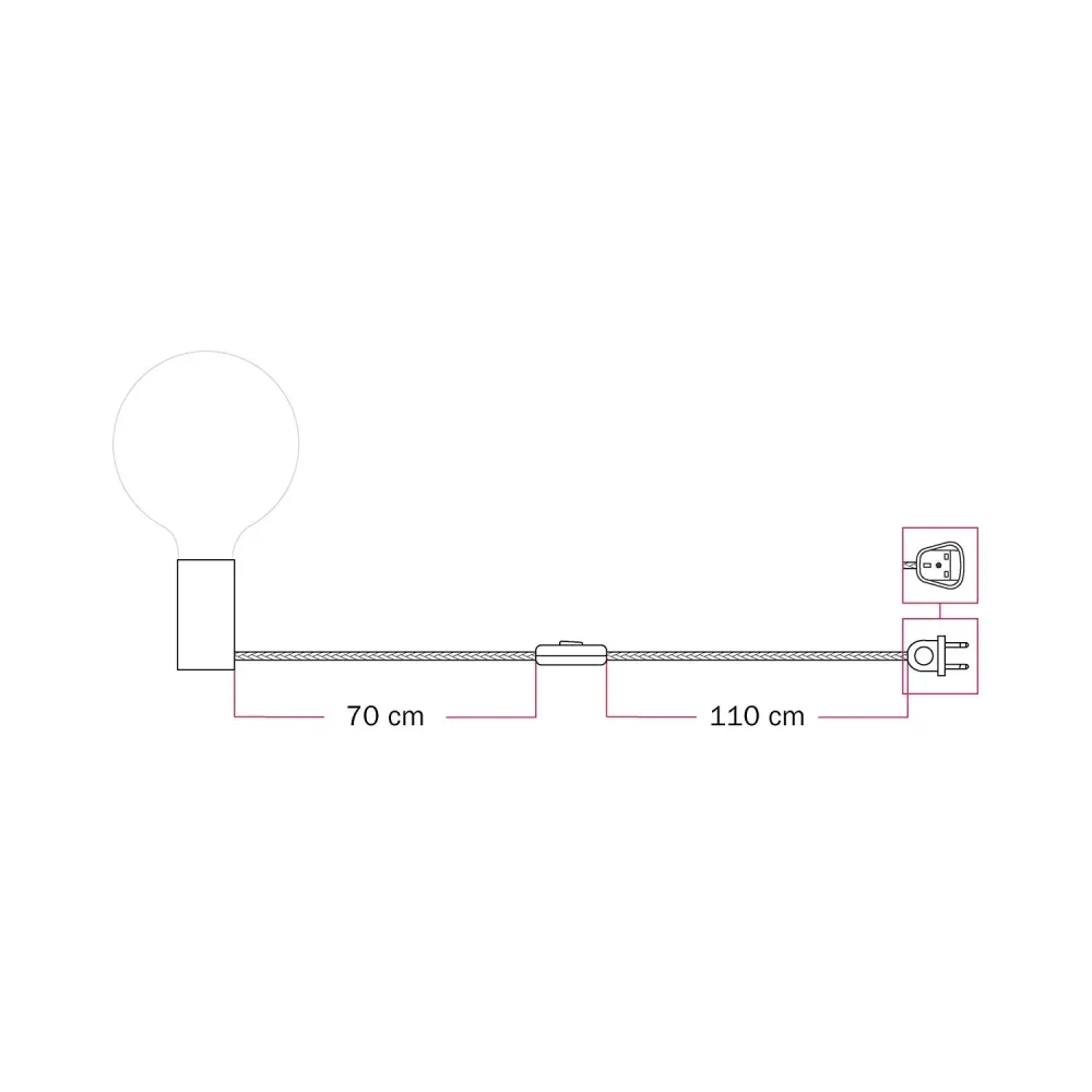 Lâmpada magnética plug- com casquilho E27 e ficha UK - Preto