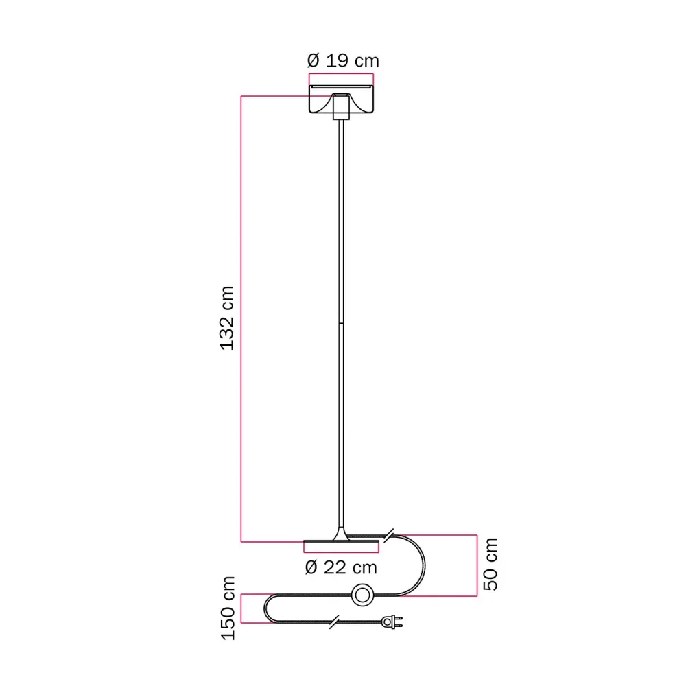Lâmpada de pé MAG-Y com base metálica redonda e lâmpada Ghost transparente - Branco mate