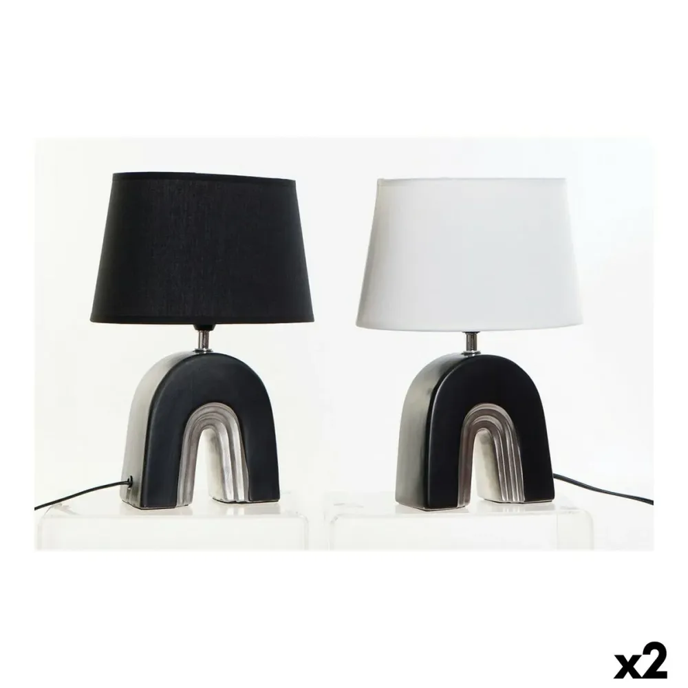 Lâmpada de mesa DKD Home Decor Cerâmica Preto Poliéster (20 x 20 x 31 cm) (2 pcs)