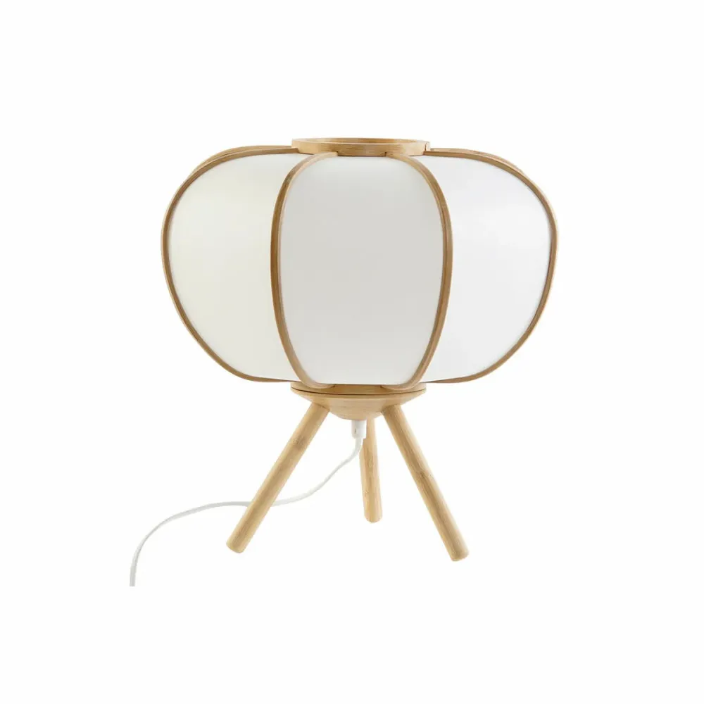 Lâmpada de mesa DKD Home Decor 34 x 34 x 33 cm Natural Branco Bambu 220 V 50 W
