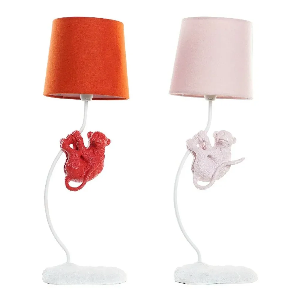 Lâmpada de mesa DKD Home Decor Poliéster Resina 25W 220 V Macaco (2 pcs) (19 x 17 x 53 cm)