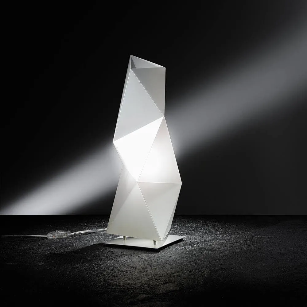 Lâmpada de mesa de mesa diamante pequeno branco