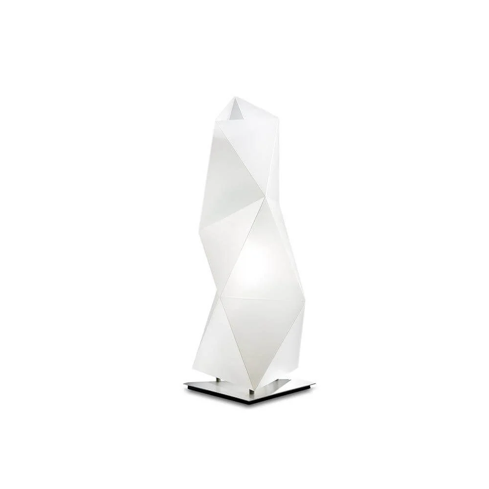 Lâmpada de mesa de mesa diamante pequeno branco