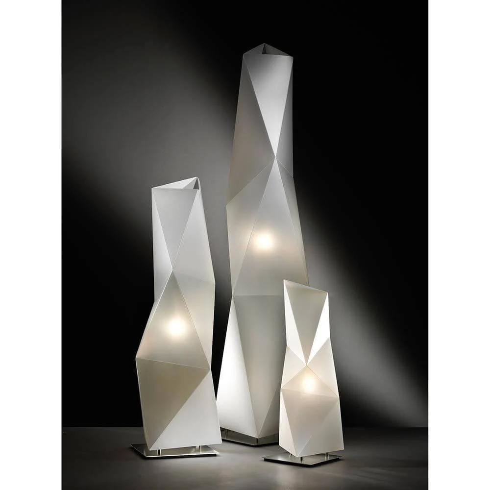 Lâmpada de mesa de mesa diamante pequeno branco