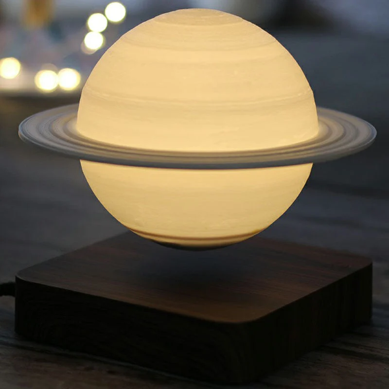 Lâmpada Noturna de Planeta com Impressão Digital 3D - Lâmpada de Mesa Branca Criativa para Quarto de Crianças