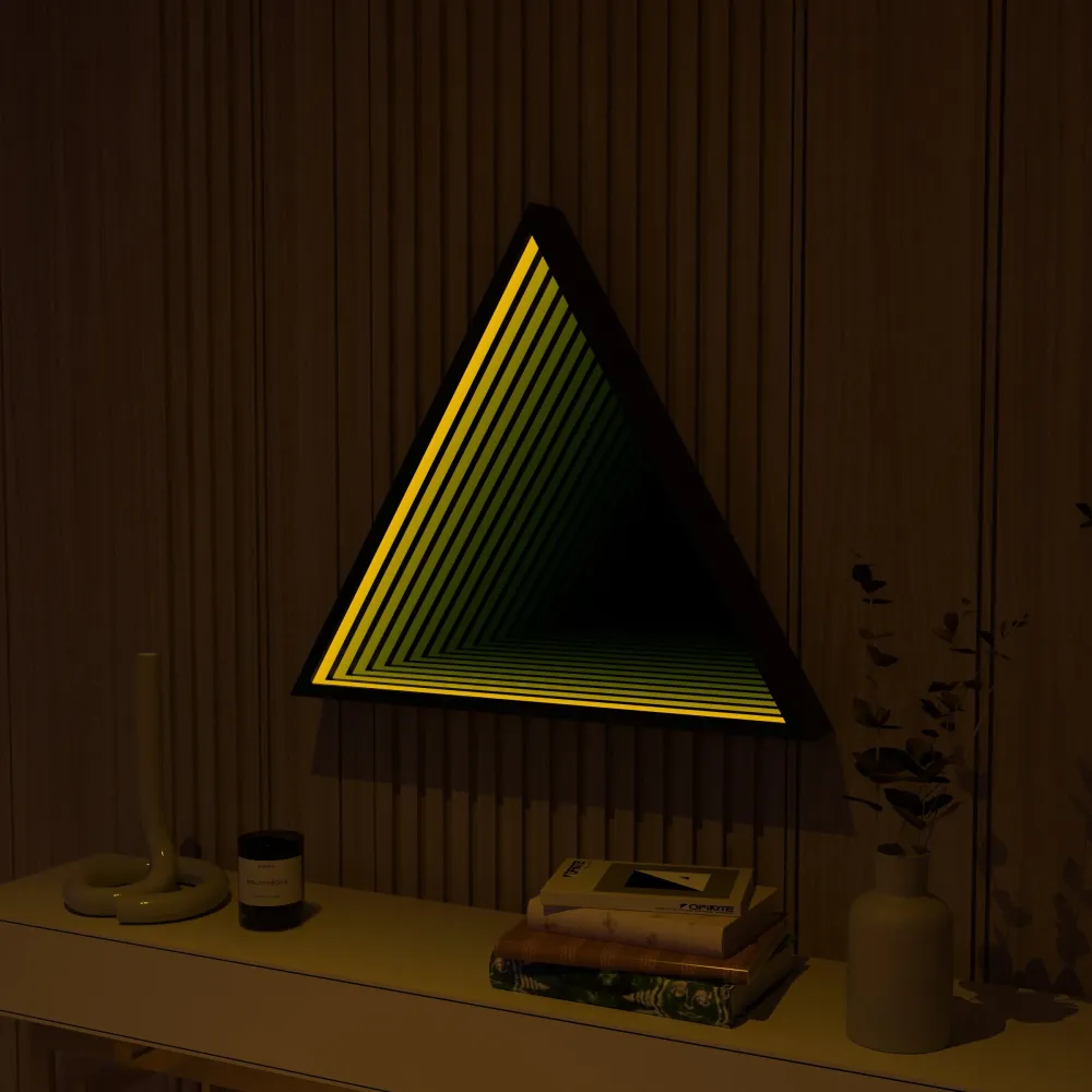 Lâmpada de Parede Espelho Infinito Triângulo 3D
