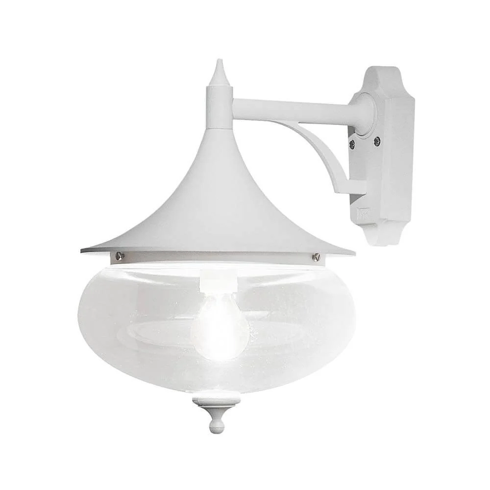 Lâmpada de parede externa de Libra, branco, vidro transparente