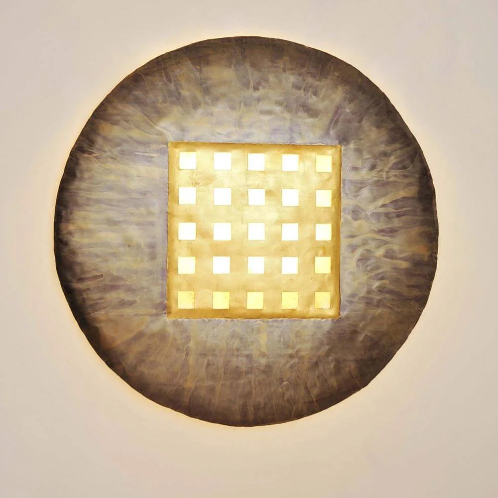 Lâmpada de parede 4 Flame Disque Gold Musschel Extra grande, Bronze